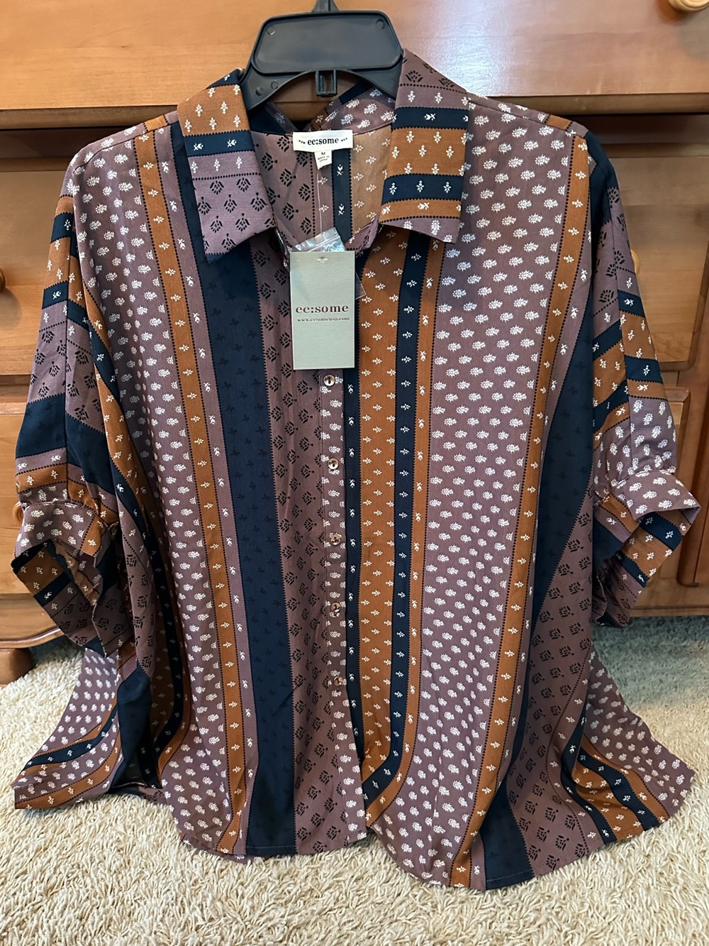 NWT ESSOME STRIPE/ POLK A DOT TOP
